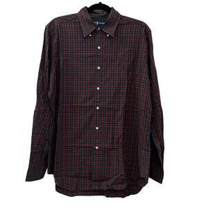 Ralph Lauren Red Blue Tartan Plaid Classic Fit Button Down Shirt M